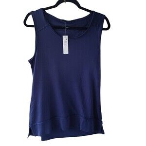 Lamade Modal‎ Tank Top Size Small Exposed Seams Peony Galaxy Blue Flowy Relaxed